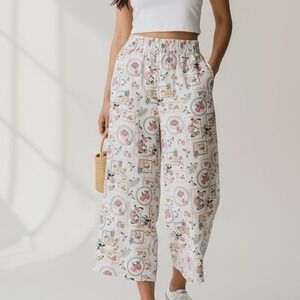 Joie L/XL Women Beach Lounge Wide Leg Pants- Fruit‎ Croquette Whimsical Cottage